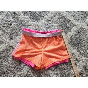 Justice Girls Running Shorts Neon Orange Pink Sz 12 Lined